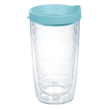 Imagem de Tervis Tampa transparente e colorida feita nos EUA, copo de viagem com isolamento térmico de parede dupla mantém as bebidas frias e quentes, 473 ml, tampa lua azul