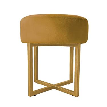 Imagem de Puff Decorativo Madrid Luxo Dourado Assento Suede Mostarda - Folk Móveis