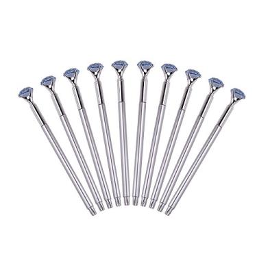 Imagem de Conjunto de 10 peças de canetas de gel com ponta de diamante 0,5 mm, kit de caneta esferográfica de ponta média, tinta esferográfica de gel antideslizante suave com tinta preta para escrever crianças, executiva, adultos, materiais de escritório, artigos de papelaria, Prata
