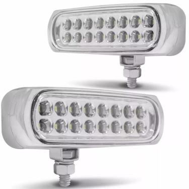 Imagem de Farol Strobo Estrobo Safetycar Luz Milha Slim Super Branco Carcaça Cromada Par