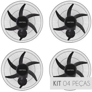 Imagem de Kit Ventilador de Parede Ventisol Turbo 6 Steel Osc, 6 pás, 50cm, 200w - Bivolt - 04 Unidades