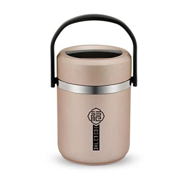 Imagem de Kiboule Jarra De Comida De Aço Inoxidável Com Isolamento A Vácuo De Longa Duração Pote Portátil Recipiente Térmico 1,8 L Grande Capacidade Com 2 Bandejas De Comida Gold