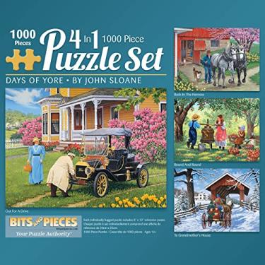 Imagem de Bits and Pieces - 4-in-1 Multi-Pack - 1000 Piece Jigsaw Puzzles for Adults-Each Measures 20" x 27" (51cm x 69cm)-Days of Yore by Artist John Sloane