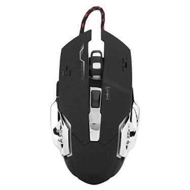 Imagem de ASHATA Mouse para jogos USB, design ergonômico, mouse para jogos com fio USB mouse colorido, mouse ergonômico USB para computador laptop PC desktop (preto)