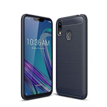 Imagem de YUNCHAO Caixa de telefone Textura escovada Caixa TPU à prova de choque de fibra de carbono para asus zenfone max capa para celular