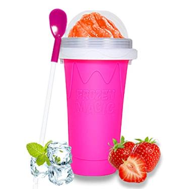 Imagem de Color Land Copo Slushy, TIK TOK Slushie Maker Cup Frozen Magic Squeeze Cup, Ice Cream Maker, Cool Stuff Tendências Tiktok Itens caseiros DIY Cool Gadgets com tampa e canudo (Rosa)