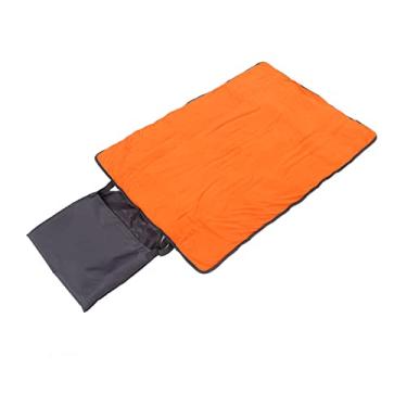 Imagem de Zerodis Almofada de dormir impermeável para cães, tapete portátil para animais de estimação reversível lavável à máquina almofada de dormir para cachorro acampamento de filhotes cinza com camada de poliéster laranja