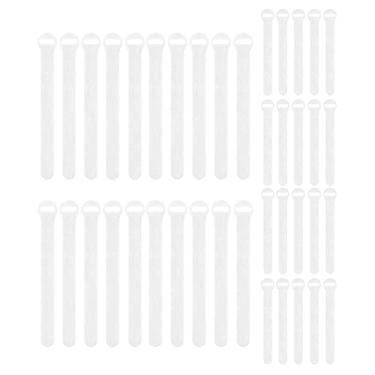 Imagem de Abraçadeiras autoaderentes por Wrap-It Storage, branco, pacote com 40 (tiras de 12 cm e 20 cm) – Abraçadeiras organizadoras de cabos reutilizáveis para gerenciamento de cabos e organização de mesa ou