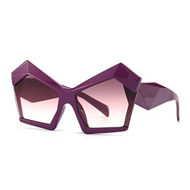 Imagem de Óculos de Sol Grandes Olhos de Gato Feminino Vintage Grande Lrregular Quadrado Óculos de Sol Masculino Óculos de Sol UV400 Óculos Gafas De Sol, roxo, A