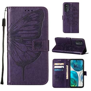 Imagem de For Motorola Moto G52 Embossed Butterfly Leather Phone Case