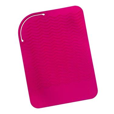 Imagem de Sygile Tapete de viagem resistente ao calor de silicone, almofada anticalor para alisadores de cabelo, chapinhas e outras ferramentas de estilo quente - rosa choque