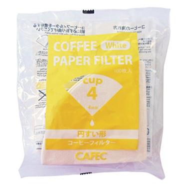 Imagem de CAFEC Copo de filtro de papel tradicional em forma de cone 4 (branco) 100 peças/pacote (um (1) pacote com 100)