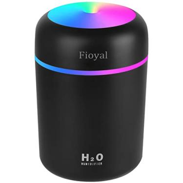 Imagem de Mini umidificador portátil, umidificadores pequenos leves RGB Fioyal para quarto, carro, mesa, 2 modos de névoa fria, silencioso (300 ml, preto)