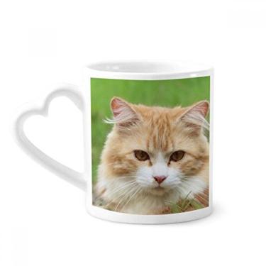 Imagem de Caneca de animal de estimação com listras amarelas e olhos de gato, caneca de café de cerâmica