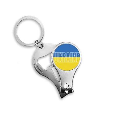 Imagem de Anel de pinça de unha com nome da bandeira do país da Ucrânia chaveiro abridor de garrafas cortador