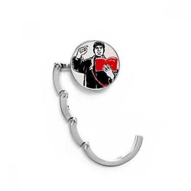 Imagem de Mochila de livro vermelho chapéu estudo China gancho de mesa vermelho fecho decorativo extensão cabide dobrável