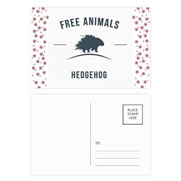 Imagem de Cartão-postal de celebração de flores natalinas com desenho de ouriço e desenho animado