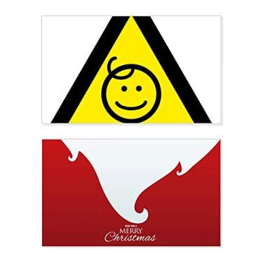 Imagem de Símbolo de aviso amarelo preto crianças triângulo protegido feriado feliz natal cartão de parabéns Natal carta mensagem