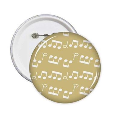 Imagem de Notas musicais brancas amarelo claro broche crachá botão redondo decoração de roupas 5 peças