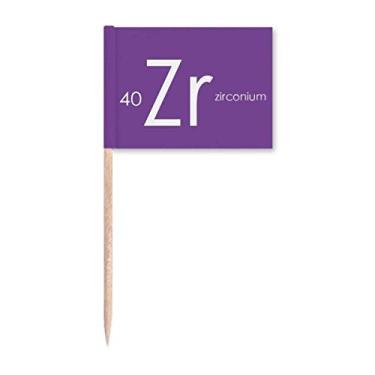Imagem de Elementos Químicos Mesa de Período Metais de Transição Zircônio Zr Bandeiras de Palito de Dente Marcador Topper Decoração de Festa