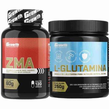 Imagem de Kit Glutamina Pura 250G + Zma 120 Caps Growth Supplements
