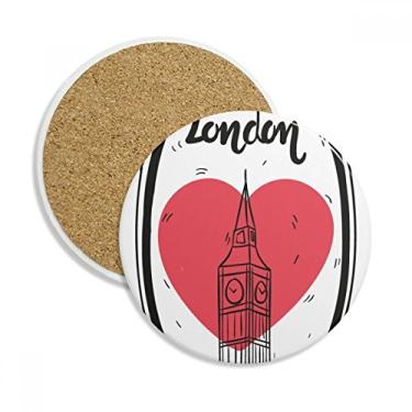 Imagem de Caneca de porta-copos City London Britain Big Ben Love com proteção de mesa, pedra absorvente