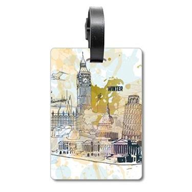 Imagem de Travel Landmark Big Ben Torre de Pisa Bolsa de Mala Etiqueta para Bagagem Cartão de Bagagem