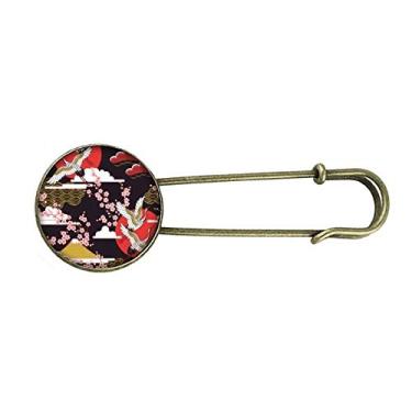 Imagem de Japan Cranes Sakura Cloud Sun Retrô Broche de Metal Clipe Joias