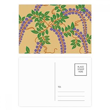 Imagem de Pintura de cultura japonesa com flores roxas, conjunto de cartões postais de aniversário, cartão de agradecimento