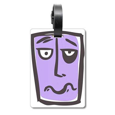 Imagem de Smiing Abstract Face Sketch Happy Suitcase Bag Etiqueta Bagagem Cartão Pendurado Scutcheon Etiqueta