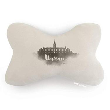 Imagem de DIYthinker Varsóvia Polônia Landmark Ink Decoração de pescoço Almofada para encosto de cabeça
