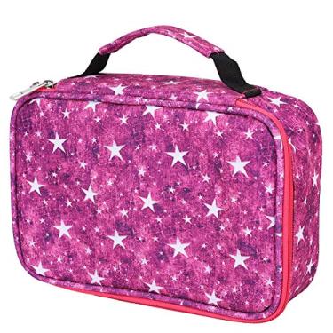 Imagem de Bolsa de lápis, zíper multicamadas equipada com alça, estojo para caneta, 72 compartimentos grandes (estrela vermelha de cinco pontas), 72 varetas)