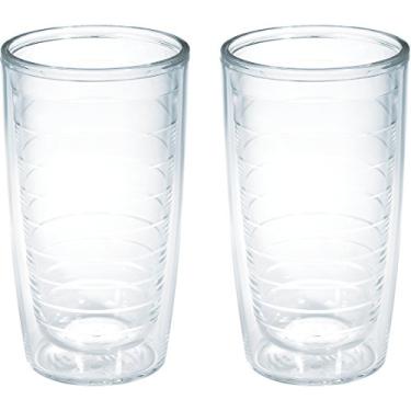 Imagem de Tervis Copo de mesa transparente e colorido feito nos EUA, copo de viagem com isolamento térmico de parede dupla mantém as bebidas frias e quentes, 473 ml - pacote com 2, transparente