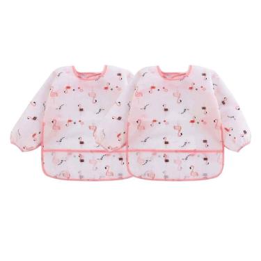 Imagem de Babador Manga Longa Impermeável BLW Kit 2Unds Flamingo