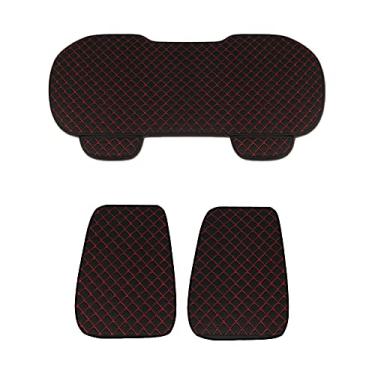 Imagem de MACHSWON Capa protetora para cadeira de assento traseiro para veículo de carro (preta com costura vermelha), serve para a maioria dos carros, caminhões, SUV, van, capas de assento de encosto