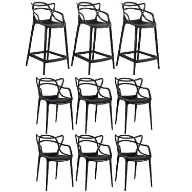 Imagem de Loft7, Kit 6 cadeiras + 3 banquetas médias Masters Allegra