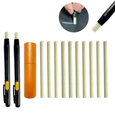 Imagem de Caneta lápis de giz magico riscar e marcar tecidos costura apaga com ferro kit com 20 giz magico