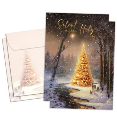 Imagem de Tree-Free Greetings - Cartões comemorativos de Natal - Designs artísticos - 2 cartões + envelopes correspondentes - Feito nos EUA - 100% papel reciclado - 12,7 cm x 17,7 cm - calmo e brilhante (GT64257)