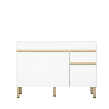 Imagem de Balcão Gabinete de Pia 120 cm 3 Portas Sem Tampo Kits Paraná Cor:branco Supremo