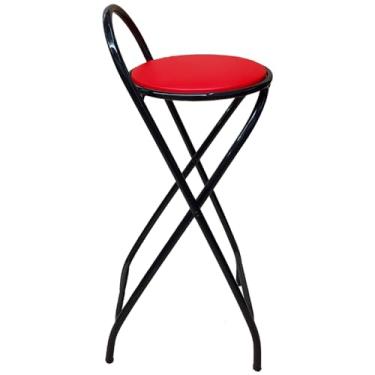 Imagem de Banqueta Alta Articulável e Dobravel com 70 cm de Altura (Assento Vermelho)