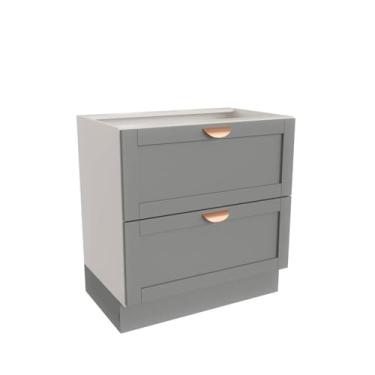 Imagem de Balcão 2 Gavetões 80cm sem Tampo Arizona Cabecasa Madeiramadeira Branco/cinza