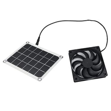 Imagem de LOVIVER Ventilador movido a energia solar Miniventilador de 10 W Exaustor solar para cachorro de telefone Chicken Coop House Teto de RV com efeito de estufa