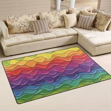 Imagem de Tapetes de área brilhantes arco-íris chocolate creme esmalte tapetes de área 1,5 x 0,8 m tapetes absorventes para sala de estar cozinha cozinha decoração de casa