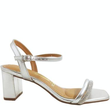 Imagem de Sandália Feminina Casual Salto Médio Bico Quadrado com Strass Vizzano 6430.529