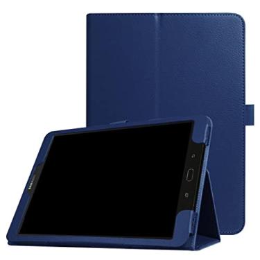 Imagem de ZZOUGYY Capa de tablet para Samsung Galaxy Tab S2 9,7 2015 SM-T810 T813 T815 T817 T818 T819, capa de couro leve com suporte fólio ultrafina para Galaxy Tab S3 9.7 2017 SM-T820 T825 T827 (azul escuro)