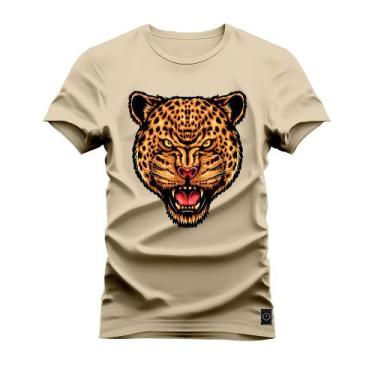 Imagem de Camiseta Plus Size Estampada Algodão Premium Confortável Onça Caçadora