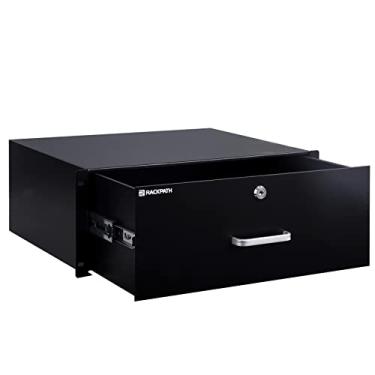 Imagem de RackPath Gaveta de montagem em rack 4U para rack de equipamentos AV/rede/DJ de 48 cm ou armários com trava e chave