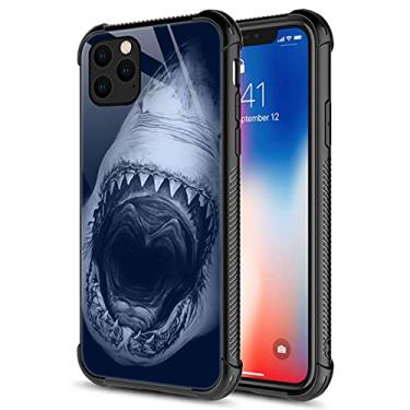 Imagem de CARLOCA Capa compatível com iPhone 13 Mini, capa de acrílico rígido à prova de choque de identidade de tubarão branco à prova de choque para Apple iPhone 13 Mini
