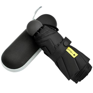 Imagem de Guarda-chuva Mini guarda-chuva de bolso preto com 8 costelas, raios UV