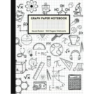 Imagem de Caderno de papel milimetrado, pautado quádruplo 12 x 12: papel quadriculado para estudantes de matemática e ciências (108 páginas 21 x 28)